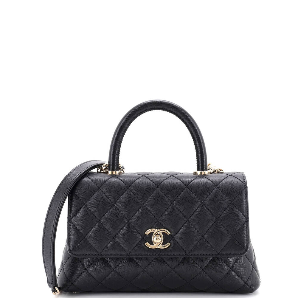 Chanel Mini Coco Top Handle Bag Quilted Caviar